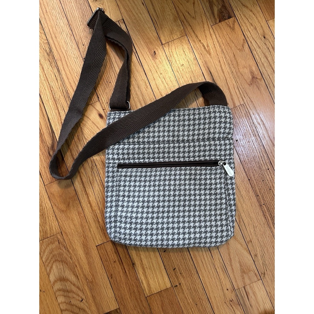 Thirty-One Organizing Shoulder Bag Grey Houndstooth  Poly/Wool Blend